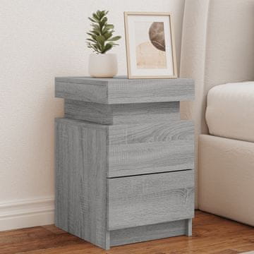 Vidaxl vidaXL Nočna omarica z LED osvetlitvijo, siva, hrast sonoma, 35x39x55 cm