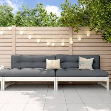 Vidaxl vidaXL Vrtni kavči, komplet 2 kosov, beli, 120x80 cm, bor
