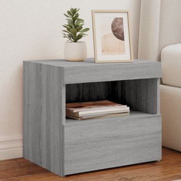 Vidaxl vidaXL Nočne omarice z LED osvetlitvijo, komplet 2 kosov, siv hrast sonoma, 50x40x45 cm