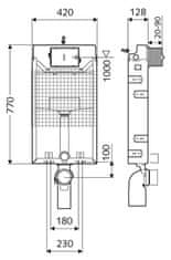 SCHELL Wc podometni splakovalnik montus H 770 mm