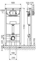 Wc podometni splakovalnik montus H 1150 mm