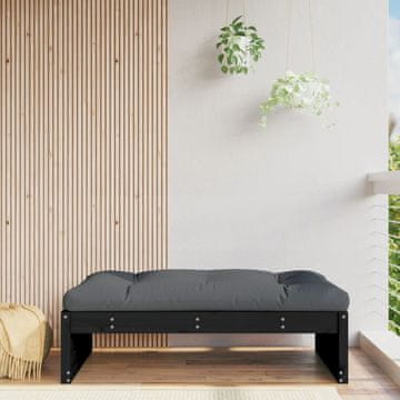 Vidaxl vidaXL Vrtni stolček za noge črne barve 120x80 cm masivni borov les