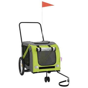 Vidaxl Kolesarska prikolica za hišne ljubljenčke zelena in siva