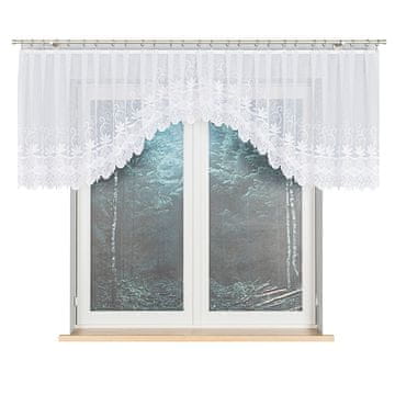 JOWITA - Že izdelana žakard zavesa z izrezom na dnu - 400x80 cm - bela -