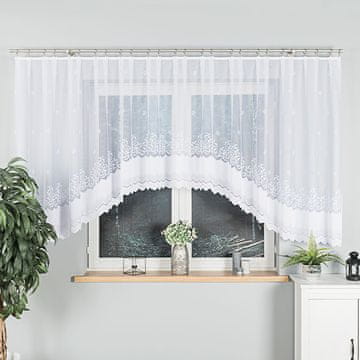 shumee GENOWEFA - Že izdelana žakard zavesa z izrezom na dnu - 450x140 cm - bela -