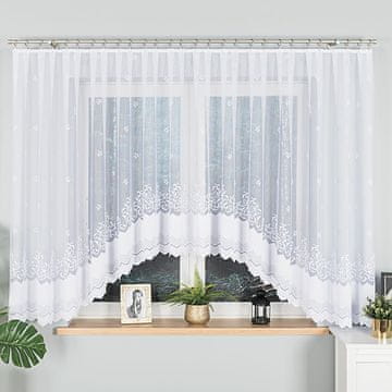 shumee GENOWEFA - Že izdelana žakard zavesa z izrezom na dnu - 550x160 cm - bela -