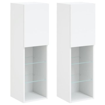Vidaxl TV omarica z LED lučkami 2 kosa bela 30,5x30x102 cm