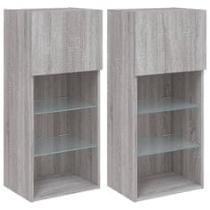 Vidaxl TV omarica z LED lučkami 2 kosa siva sonoma 40,5x30x90 cm