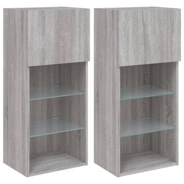 Vidaxl TV omarica z LED lučkami 2 kosa siva sonoma 40,5x30x90 cm