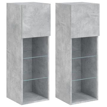 Vidaxl TV omarica z LED lučkami 2 kosa betonsko siva 30,5x30x90 cm