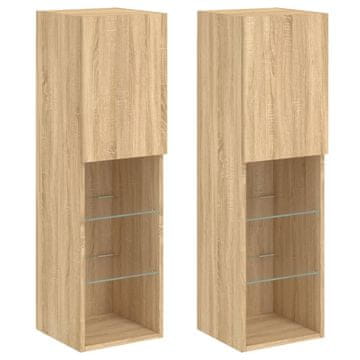 Vidaxl TV omarica z LED lučkami 2 kosa sonoma hrast 30,5x30x102 cm