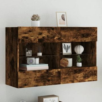 Vidaxl vidaXL Stenska TV omarica z LED-lučjo dimljen hrast 98,5 x 30 x 60,5 cm