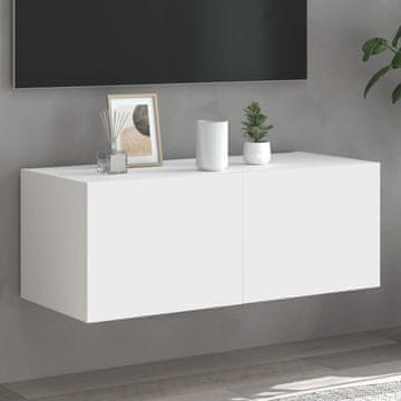 Vidaxl vidaXL Stenska TV omarica z LED osvetlitvijo, bela, 80x35x31 cm