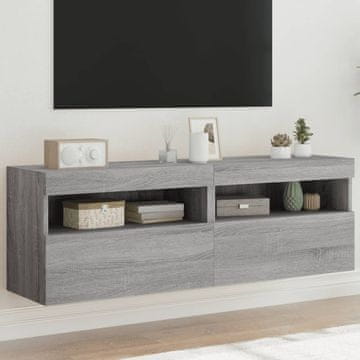 Vidaxl vidaXL Stenske TV omarice z LED osvetlitvijo, 2 kosa, siva sonoma hrastova barva, 60x30x40 cm