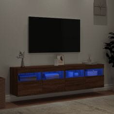 Vidaxl Stenske TV omarice z LED 2 kosa rjavi hrast 80x30x40 cm