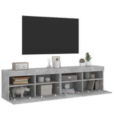 Vidaxl Stenske TV omarice z LED 2 kosa betonsko siva 80x30x40 cm