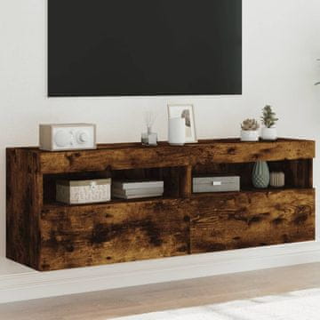 Vidaxl vidaXL Stenske TV omarice z LED osvetlitvijo, 2 kosa, dimljen hrast, 60x30x40 cm