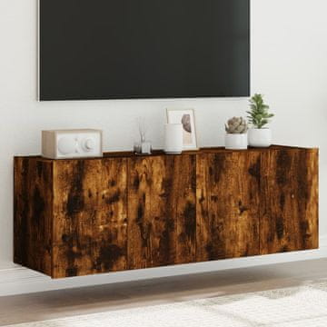 Vidaxl vidaXL Stenske TV omarice z LED osvetlitvijo, 2 kosa, dimljen hrast, 60x35x41 cm