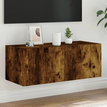 Vidaxl vidaXL Stenska TV omarica z LED osvetlitvijo dimljen hrast 80x35x31 cm