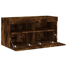 Vidaxl Stenska TV omarica z LED lučkami dimljeni hrast 80x30x40 cm