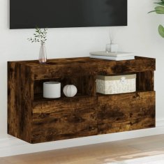 Vidaxl Stenska TV omarica z LED lučkami dimljeni hrast 80x30x40 cm