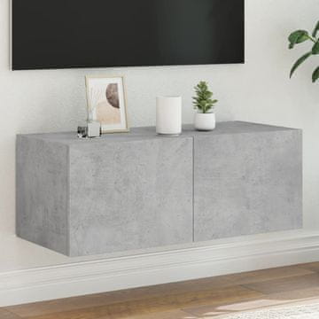 Vidaxl vidaXL Stenska TV omarica z LED svetlobo betonsko siva 80x35x31 cm