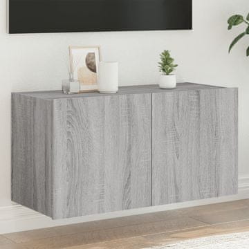 Vidaxl vidaXL Stenska TV omarica z LED osvetlitvijo, siva, hrast sonoma, 80x35x41 cm