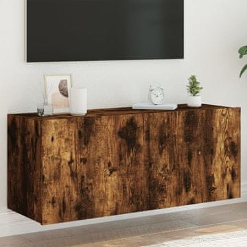 Vidaxl vidaXL Stenska TV omarica z LED osvetlitvijo, dimljen hrast 100x35x41 cm