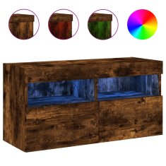 Vidaxl Stenska TV omarica z LED lučkami dimljeni hrast 80x30x40 cm