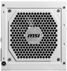 MSI napajalnik MAG A850GL PCIE5 WHITE/ 850W/ ATX3.0/ akt. PFC/ 7 let polne garancije/ 120mm ventilator/ modularna napeljava/ 80PLUS Gold