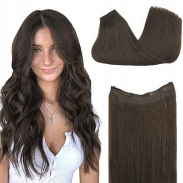 Korbi Podaljšani sintetični lasje, dolgi temno rjavi, W83