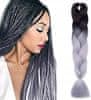 Korbi Podaljšani sintetični lasje, črno-siva kita Ombre 130 cm, WA9
