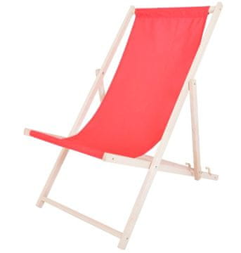 Rojaplast BAHAMA POLYESTER ležalnik, lesen - natur, rdeč
