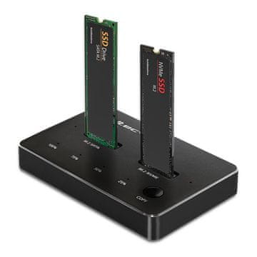 Priklopna postaja Qoltec SSD M.2 | NVMe | SATA | USB-C | DVOJNI 2 x 2TB