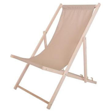 Rojaplast BAHAMA POLYESTER ležalnik, lesen - natur, bež