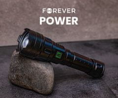 Forever POWER ročna LED svetilka, 700 lum, 3 načini, ZOOM, polnilna baterija, IPX4, USB-C