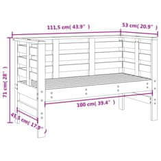 Greatstore Vrtna klop črna 111,5x53x71 cm trdna borovina