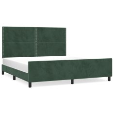 Vidaxl Posteljni okvir z vzglavjem temno zelen 160x200 cm žamet