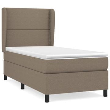 Vidaxl Box spring postelja z vzmetnico taupe 90x200 cm blago