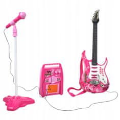 Kruzzel Otroški set LED električne kitare mikrofona in ojačevalca MP3 roza