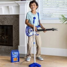 Kruzzel Otroški set LED električne kitare mikrofona in ojačevalca MP3 modra