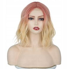 Korbi Blond-Roza Lasulja Dolgi Bob z Valovi 33 cm