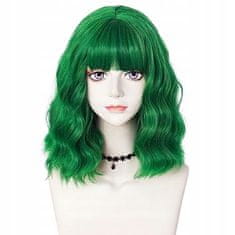 Korbi Zelena perika cosplay - poldolgi valovi, idealna za noč čarovnic, W105