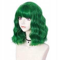 Korbi Zelena perika cosplay - poldolgi valovi, idealna za noč čarovnic, W105
