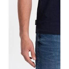 OMBRE Moška klasična bombažna majica z izrezom BASIC temno modra MDN124296 L