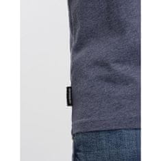 OMBRE Moška klasična bombažna majica z vratom BASIC modra MDN124301 S