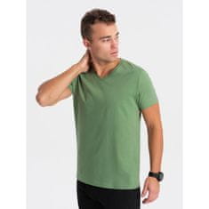 OMBRE Moška klasična bombažna majica BASIC zelena MDN124304 XXL