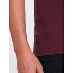 OMBRE Moška klasična bombažna majica z vogalom BASIC burgundske barve MDN124303 S