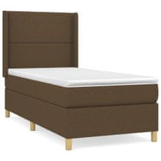 Vidaxl Box spring postelja z vzmetnico temno rjava 90x200 cm blago