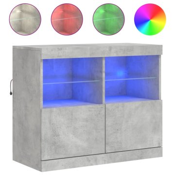 Vidaxl Komoda z LED lučkami betonsko siva 81x37x67 cm